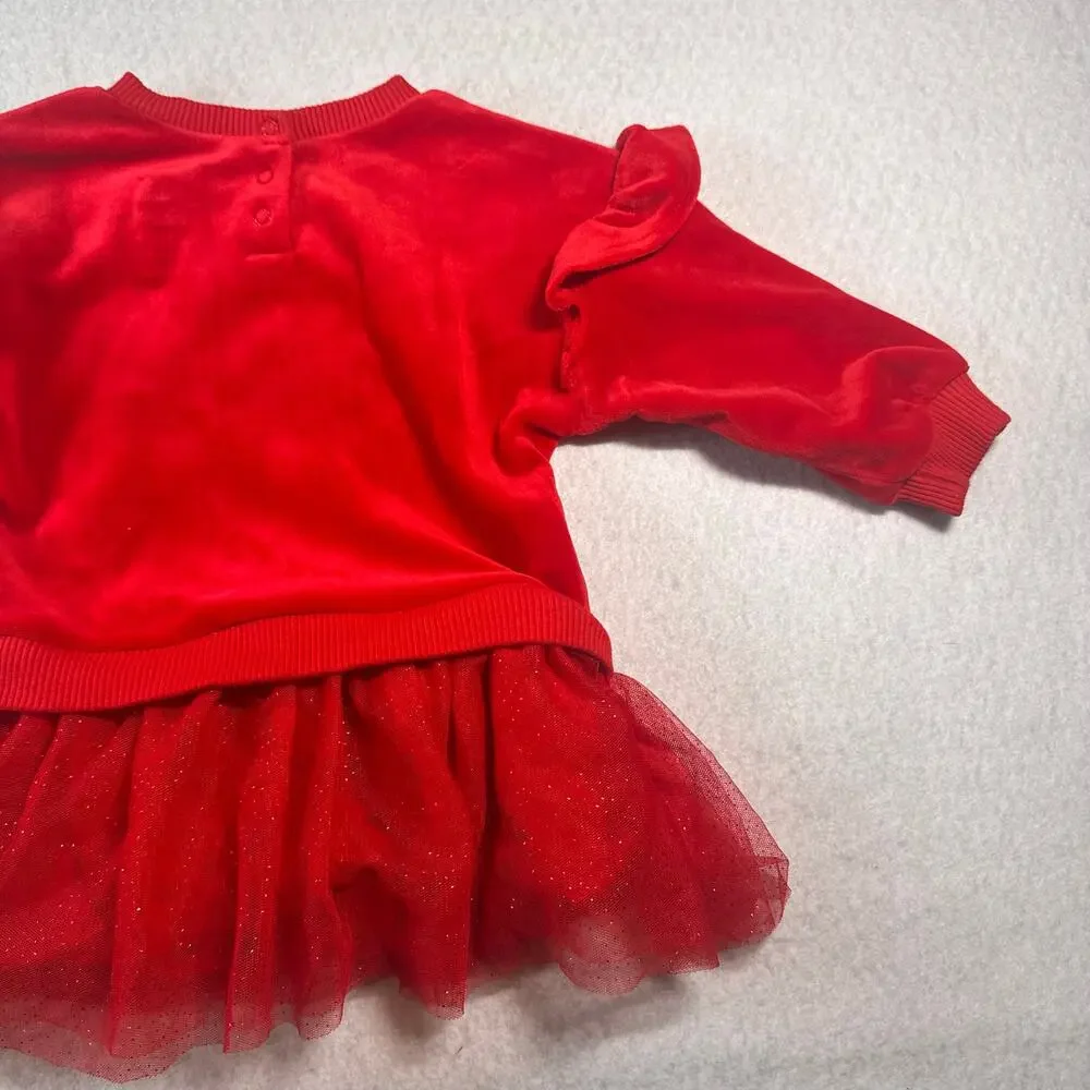 12M Disney Baby Minnie Mouse Outfit Long sleeve with built in tutu like skirt